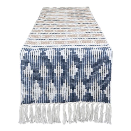 Fastfood 72 in. Colby Southwest French Blue & Stone Table Runner FA1536645